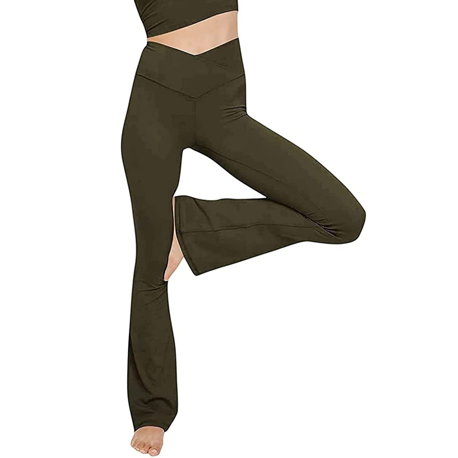 Solid Fit Flare Fitness High Waist For Women Tummy Control Yoga