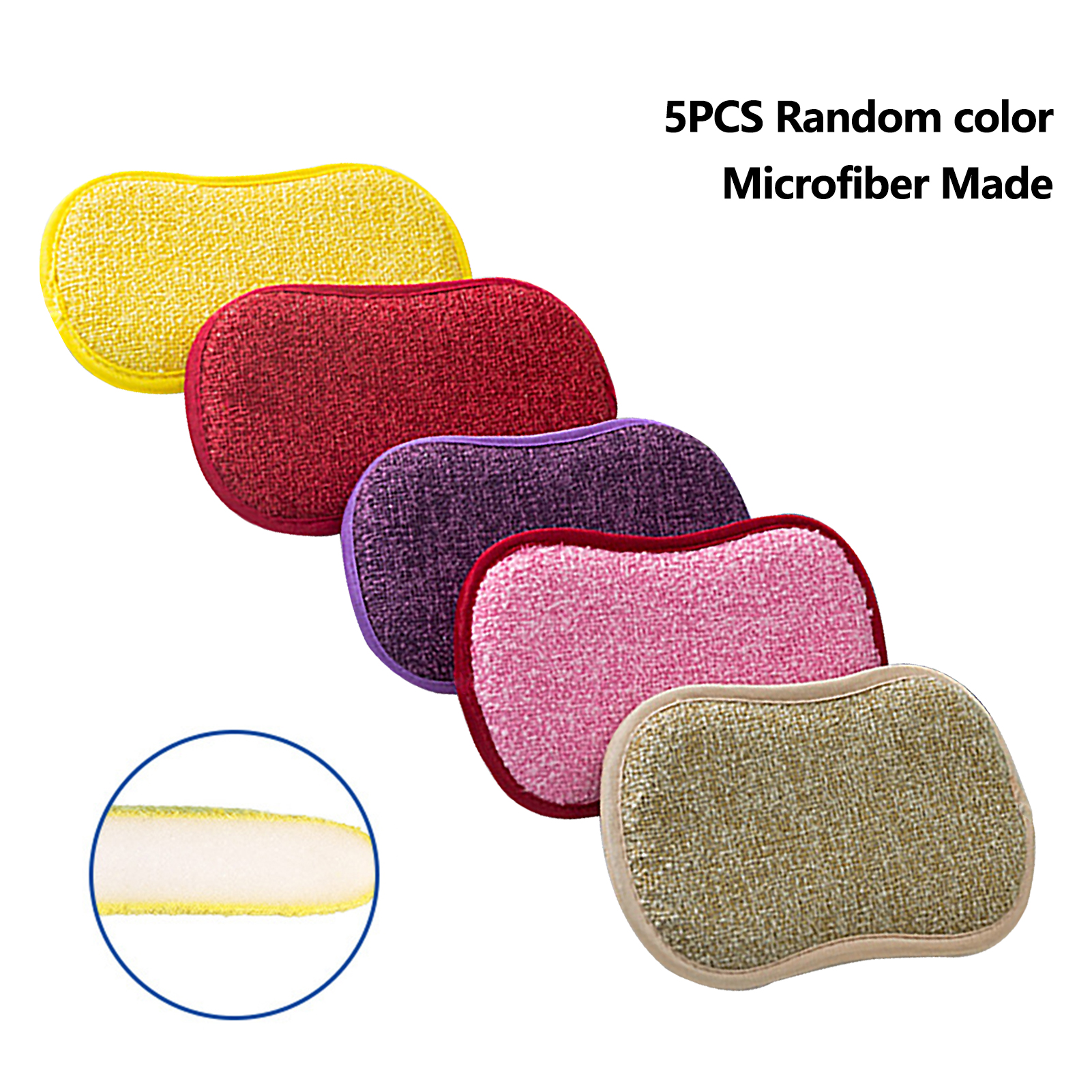 5PCS Scrub Sponges for Dishes Non-Scratch Microfiber Sponge Non Stick Pot  Cleaning Sponges Kitchen Tools