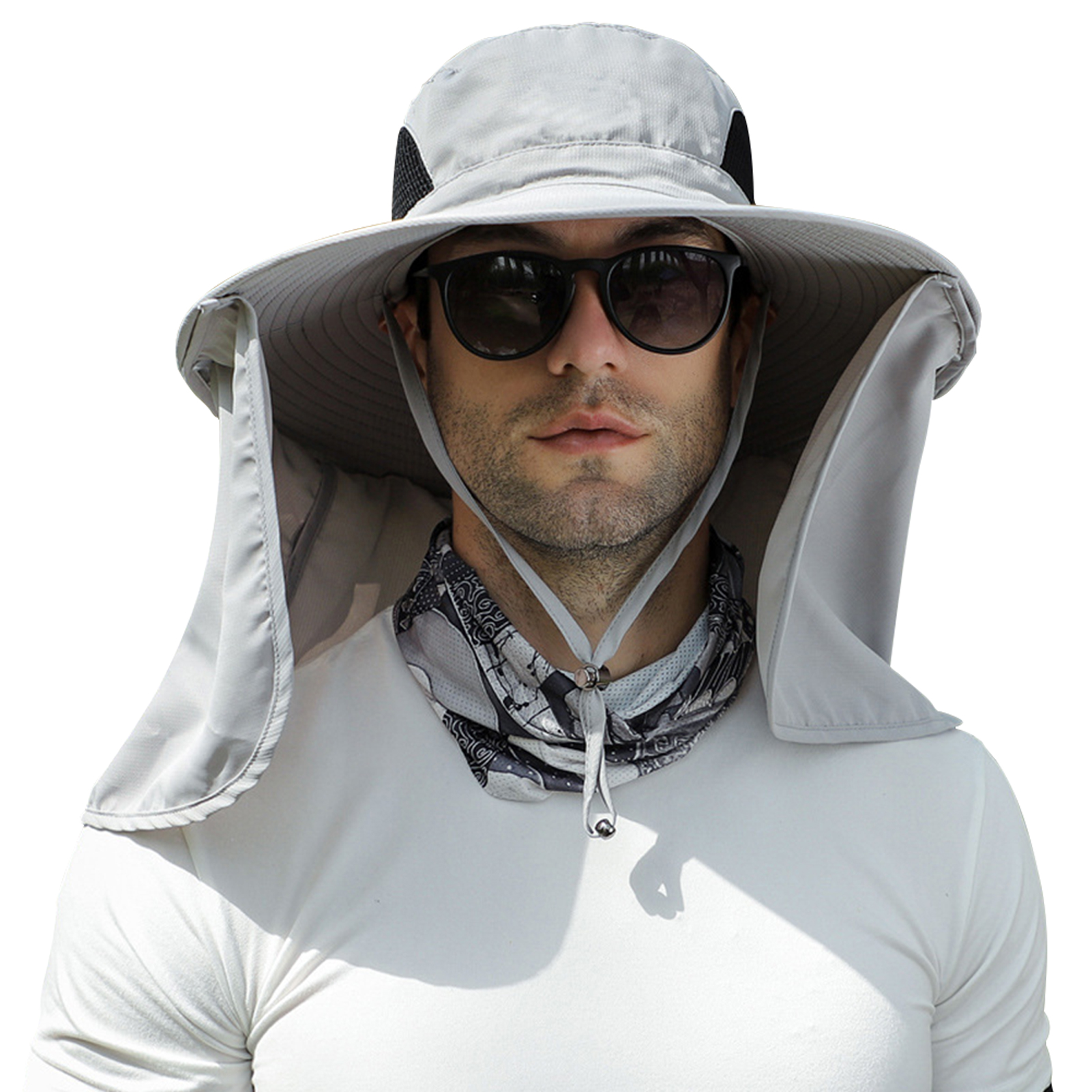 Neck Flap Wide Brim Detachable Hiking Men Women Fishing Hat